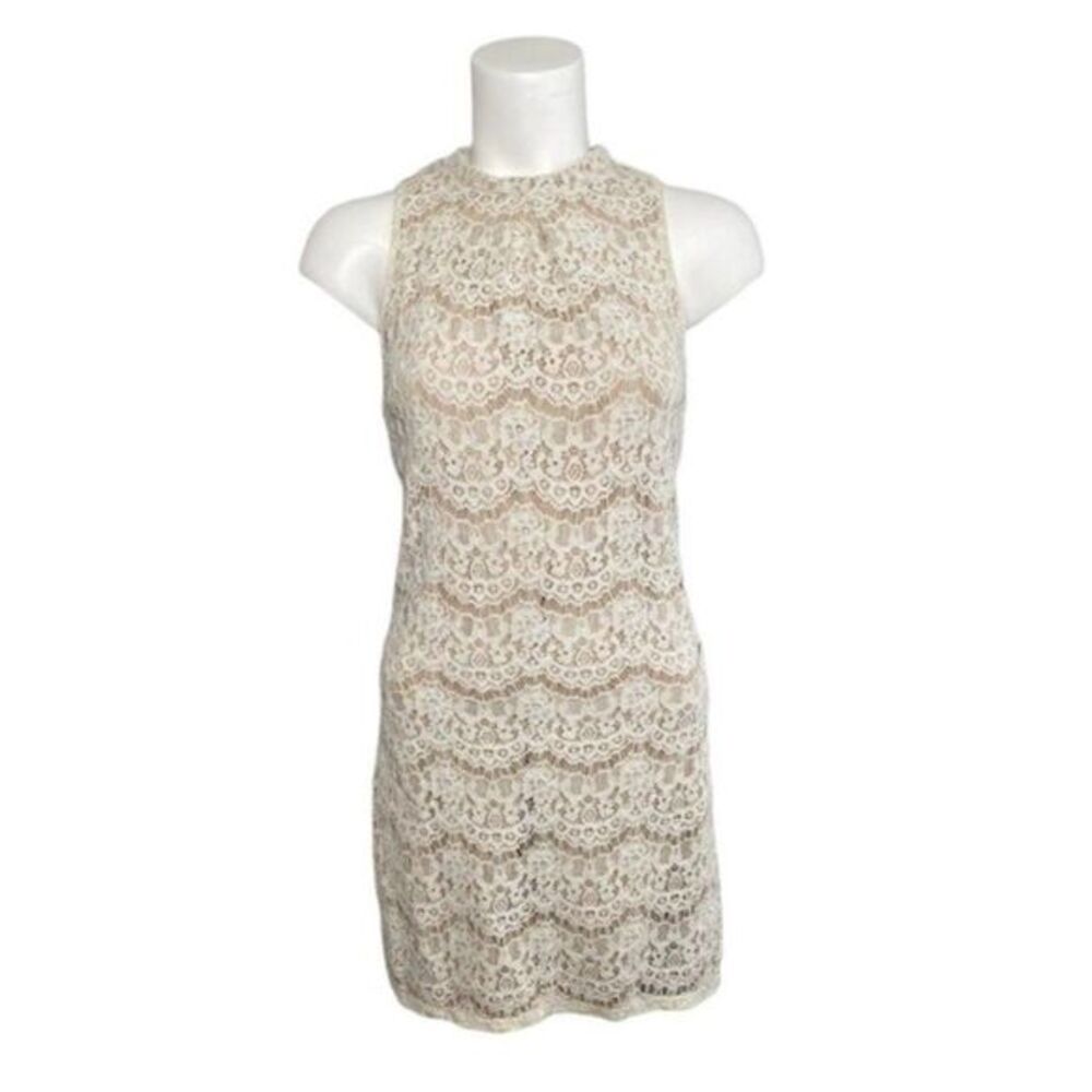 LOVE FIRE Cream Lace over Nude Lining Bodycon Juniors Dress Medium
